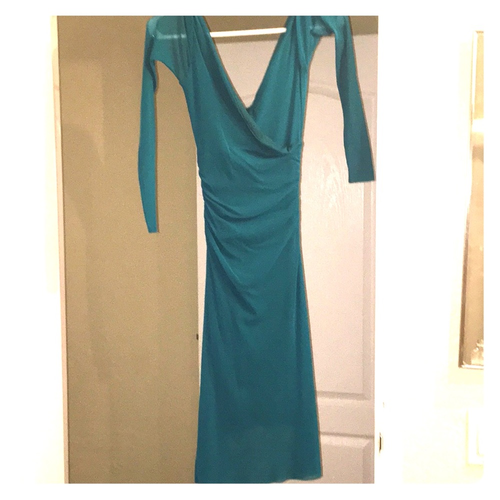 Teal v-neck dress